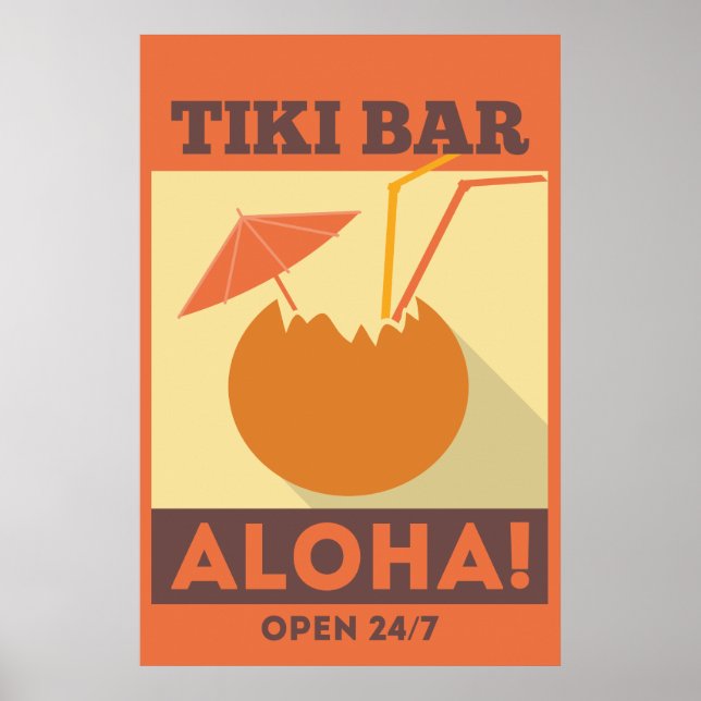 Affiche Aloha Tiki Bar Hawaïen (Devant)