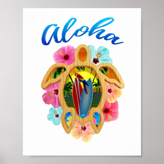 Affiche Aloha Tropical Honu Sea Turtle (Devant)