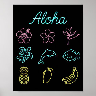 Affiche Aloha Tropical Îles Hawaïennes Été