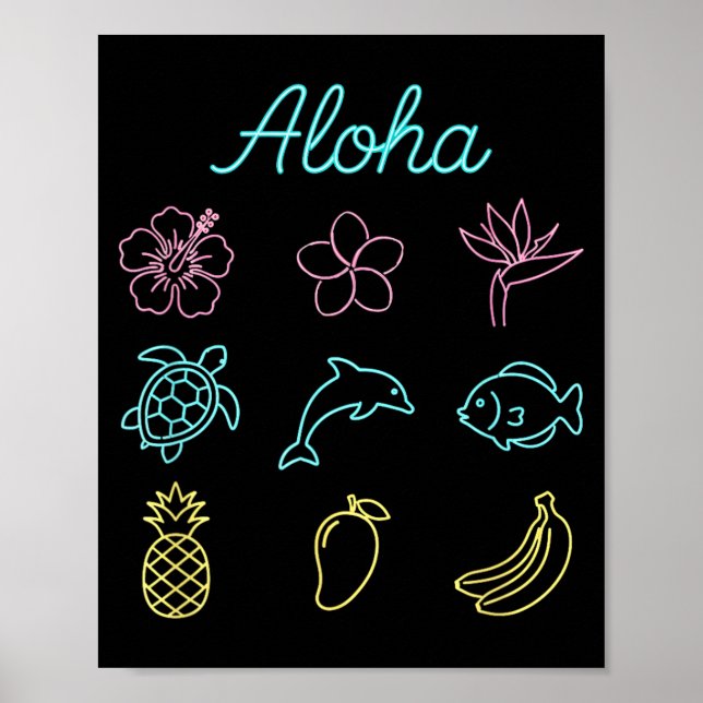 Affiche Aloha Tropical Îles Hawaïennes Été (Devant)