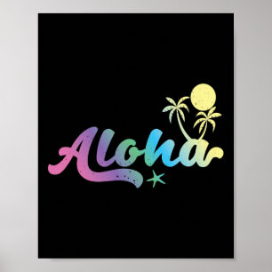 Affiche Aloha Vaporwave 80s Rétro Garçons Filles Hawaïens 