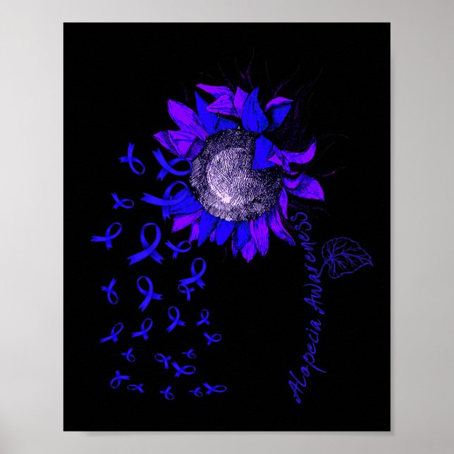 Affiche ALOPCIA Sensibilisation Sunflower Blue Ribbon (Devant)