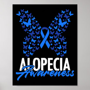 Affiche Alopecia Sensibilisation Bleu Ruban Papillon Alope