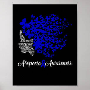 Affiche Alopecia Sensibilisation Bleu Ruban Perte de cheve
