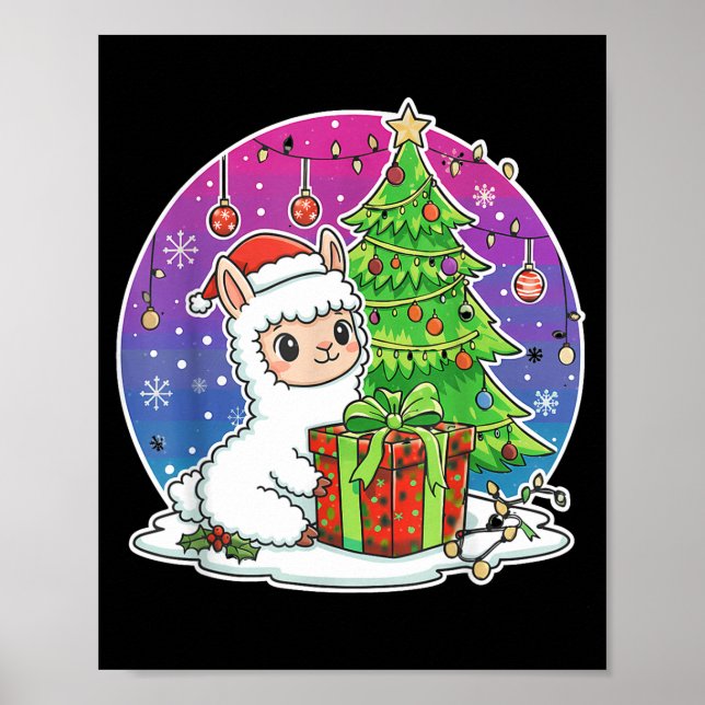 Affiche Alpaca Santa Hat Xmas Alpaca Lover Adults Boy Girl (Devant)