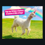 Affiche Alpaca Unicorne sous ciel ciel<br><div class="desc">J'espère que votre anniversaire est Rainbows & Sunshine & Parties scintillant & Magic! | Avanti,  la marque Global Humour™ divertit le monde entier avec ses cartes de voeux Feel Good Funny depuis plus de 40 ans. Nos personnages vivent la vie à fond et célèbrent l'humour dans la vie quotidienne.</div>