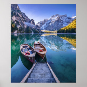 Affiche Alpes de dolomite du lac Braies, Italie
