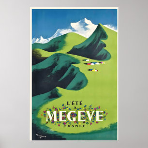 Affiche Alpes de Megève Mont Blanc Chamonix Montagnes Fran
