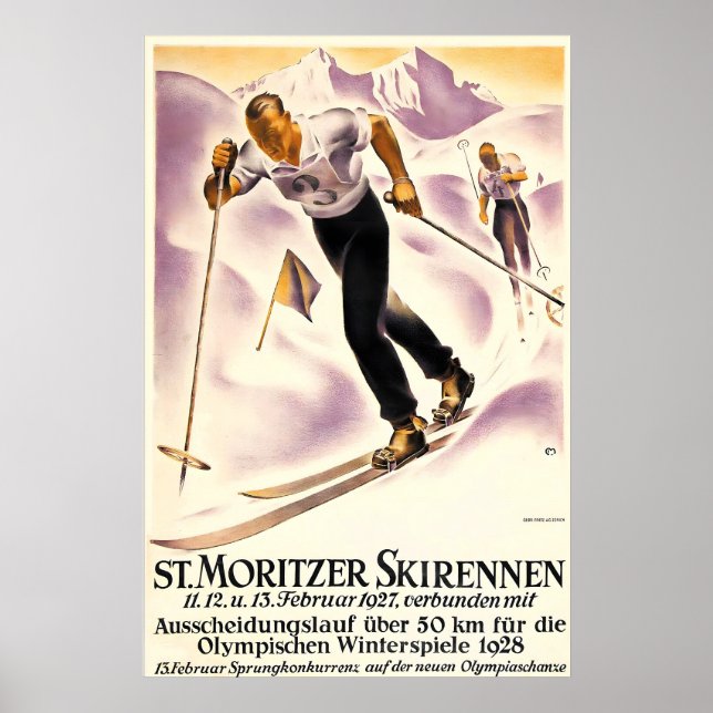 Affiche Alpes Ski de fond Saint Moritz (Devant)