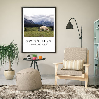 Affiche Alpes suisses Vache Suisse Photographie de voyage