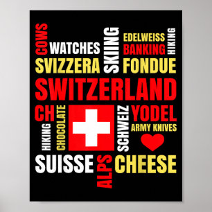 Affiche Alpes suisses vaches fromage fondue ski suisse