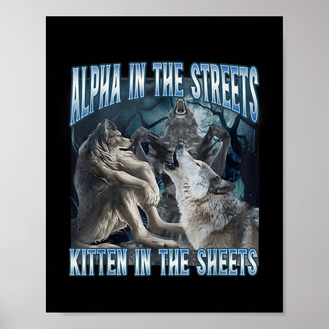 Affiche Alpha Dans Les Rues Kitten Dans Les Feuilles Drôle (Devant)