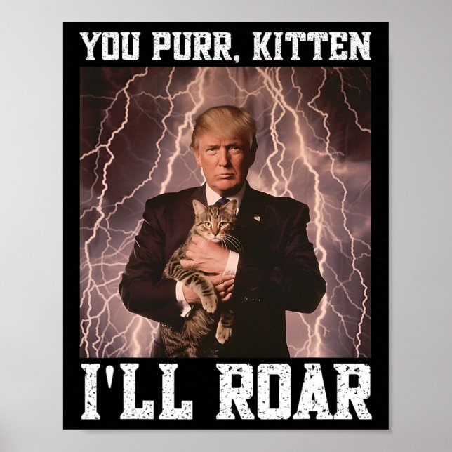 Affiche Alpha Trump Kitten Mémé Chat Protecteur Gênant Cri (Devant)