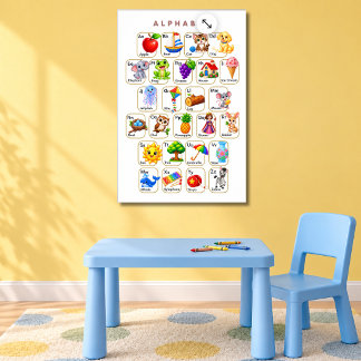 Affiche Alphabet A à Z Animaux et Objets Enfants