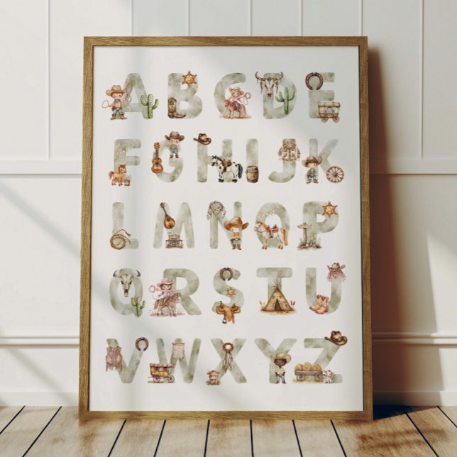 Affiche Alphabet ABC Cowboy Occidental Pour Chambr (Créateur téléchargé)