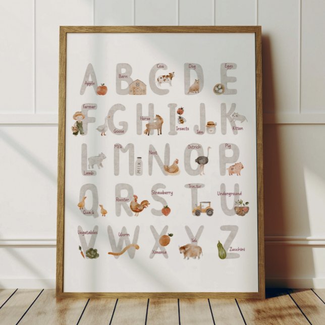 Affiche Alphabet ABC Ferme Décoration Chambre Enfa (Créateur téléchargé)