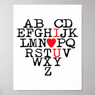 Affiche Alphabet Abc I Love You T Shirt Valentines Day Hea