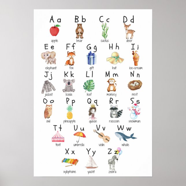 Affiche Alphabet ABC pour Enfants (Devant)