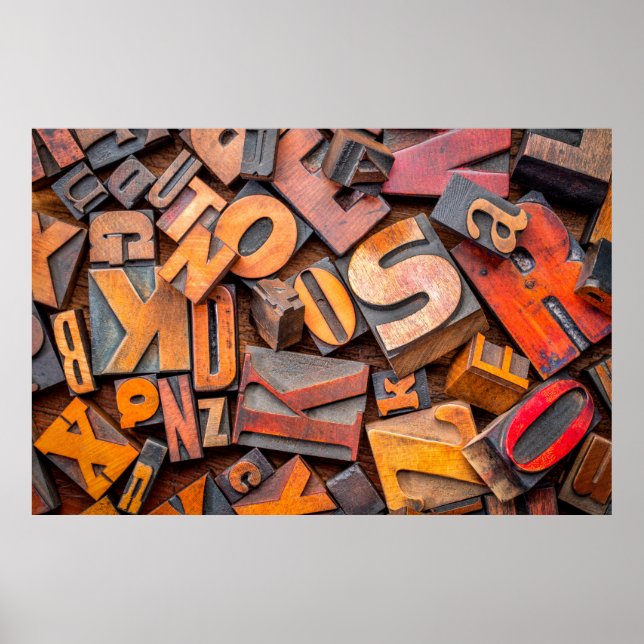 Affiche alphabet abstrait - arrière - plan de lettres aléa (Devant)