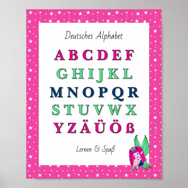 Affiche Alphabet allemand – Fée mignonne (Devant)