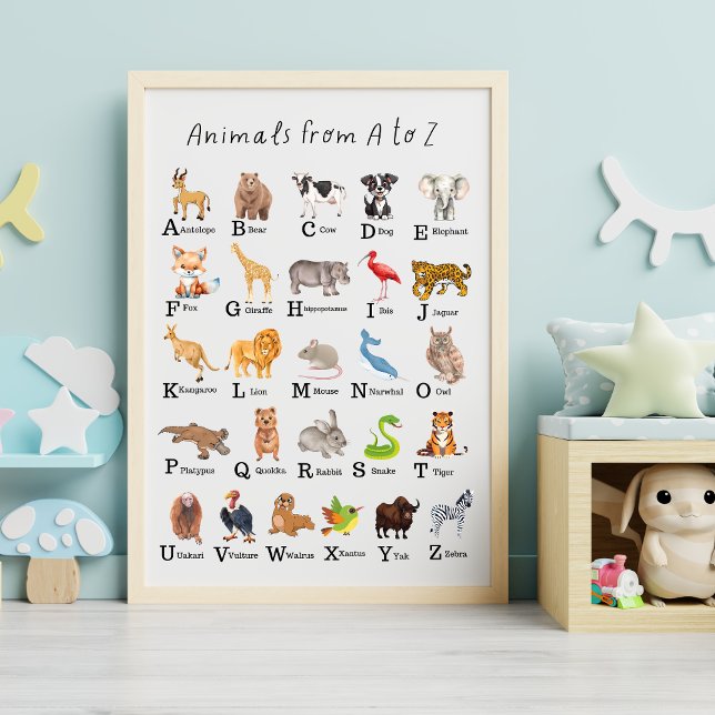 Affiche Alphabet Animal A - Z Enfants Pépinière éducative (Créateur téléchargé)