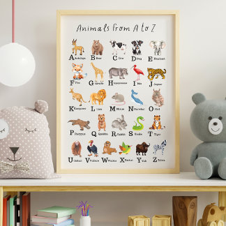 Affiche Alphabet Animal A - Z Salle de classe éducative