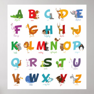 Affiche Alphabet animal illustré