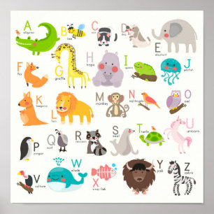 Affiche Alphabet animal mignon