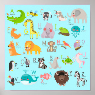 Affiche Alphabet animal mignon