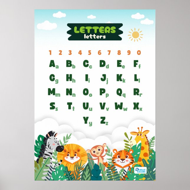 Affiche Alphabet avec des Animaux Mignons (Devant)