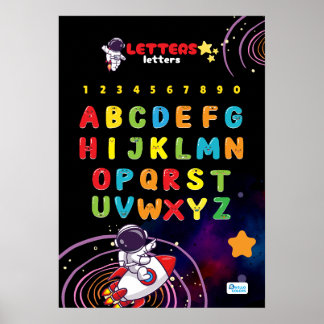 Affiche Alphabet avec espace extra-atmosphérique