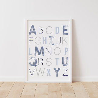 Affiche Alphabet bleu ABC Boy Nursery Decor