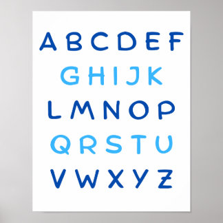 Affiche Alphabet bleu lettres majuscules Salle de l'enseig