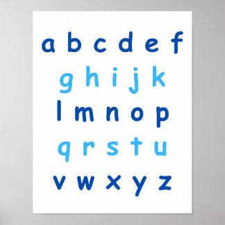 Affiche Alphabet bleu Lettres minuscules Salle de l'enseig