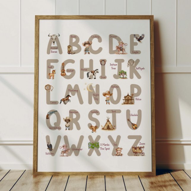 Affiche Alphabet Cowboy ABC Décoration Chambre Enf (Créateur téléchargé)