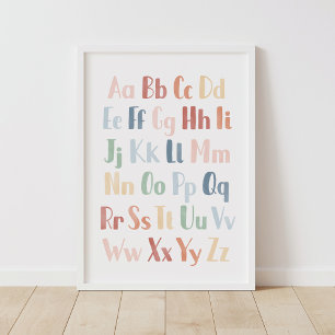 Affiche Alphabet d'aquarelle Rainbow