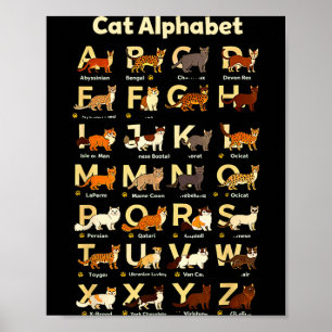 Affiche Alphabet de chat drôle amateur de chaton enseignan