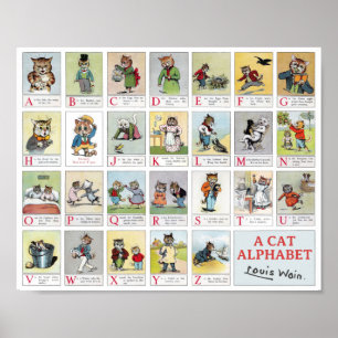 Affiche Alphabet de chat, Louis Wain