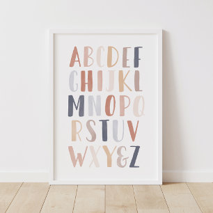 Affiche Alphabet de la nurserie aquarelle neutre