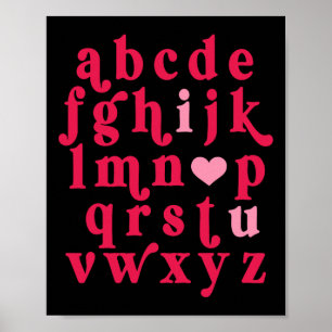 Affiche Alphabet de la Saint-Valentin Abc Je T'aime Profes