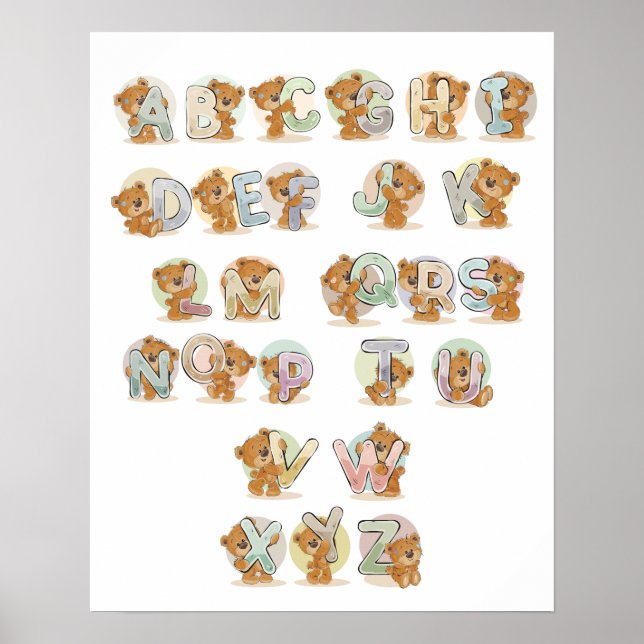 Affiche Alphabet de Teddy Bear (Devant)