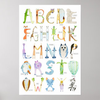 Affiche Alphabet des Animaux - 33 x 48 cm