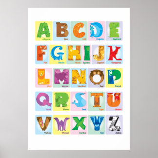 Affiche Alphabet des Animaux - Carrés