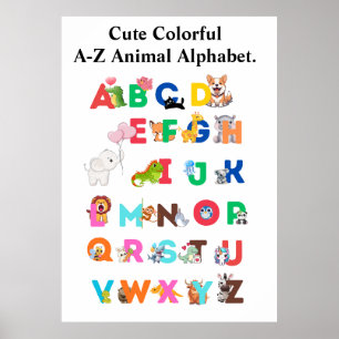 Affiche Alphabet des Animaux de A à Z – ABC Mignon et Colo
