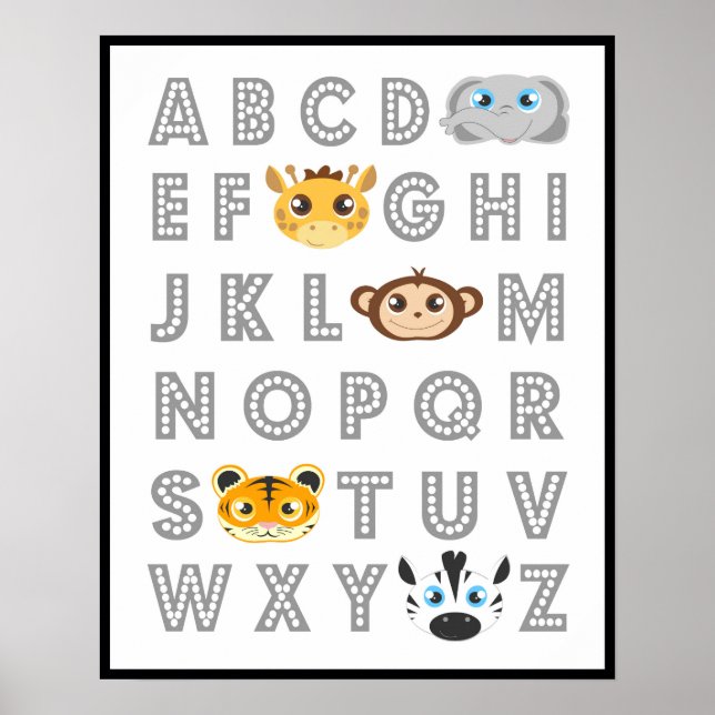 Affiche Alphabet des Animaux de la Jungle (Devant)