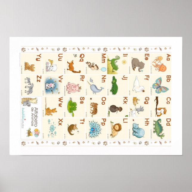Affiche Alphabet des Animaux en portugais, ABC ani (Devant)