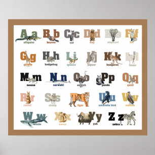 Affiche Alphabet des Animaux  Nourrissons et Enfants 24 x 