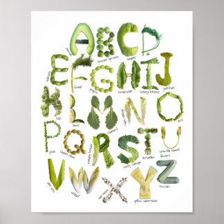 Affiche Alphabet des légumes - Mangez vos légumes verts Ki