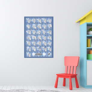Affiche Alphabet digital allemand 4 - bleu /
