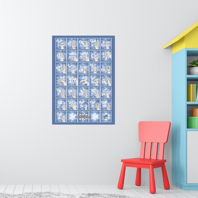 Affiche Alphabet digital allemand 4 - bleu / (Pépinière 1)